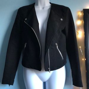 H&M Faux Suede Cropped Motorcycle Jacket